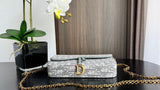 Saddle WOC Chain Bag Gray Oblique, Letter Clasp & Practical Design