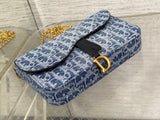 Gray Oblique Saddle WOC Letter Clasp, Card Slots & Daily Use