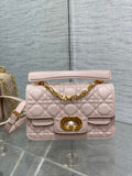 Jolie Pearl Bag Cherry Pink, Rattan Lattice & Detachable Elegance