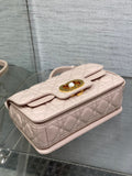 Jolie Pearl Bag Cherry Pink, Rattan Lattice & Detachable Elegance