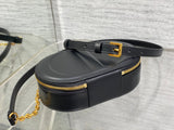 Black Pig Nose Camera Bag Oval Design, Chain Strap & Daily Essential
