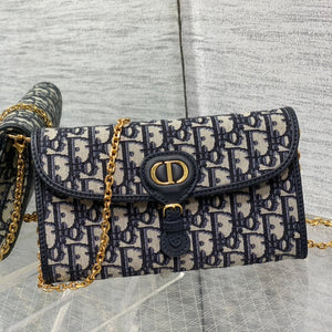 Bobby WOC Chain Bag Blue Oblique, Letter Clasp & Practical Design