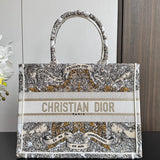 New Book Tote Gold-Thread Unicorn Embroidery, Medium & Versatile