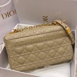 New Caro Medium Ivory Leather, Rattan Quilt & Detachable Strap