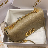 New Caro Medium Ivory Leather, Rattan Quilt & Detachable Strap