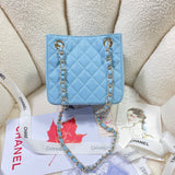 Caviar Calfskin Pearl Crush Gold Ball Phone Clutch With Chain 99098