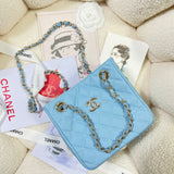 Caviar Calfskin Pearl Crush Gold Ball Phone Clutch With Chain 99098