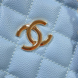 Caviar Calfskin Pearl Crush Gold Ball Phone Clutch With Chain 99098