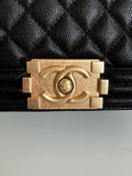 Boy Flap Bag With Handle Grained Shiny Calfskin A94805
