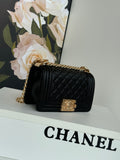 Boy Flap Bag With Handle Grained Shiny Calfskin A94805